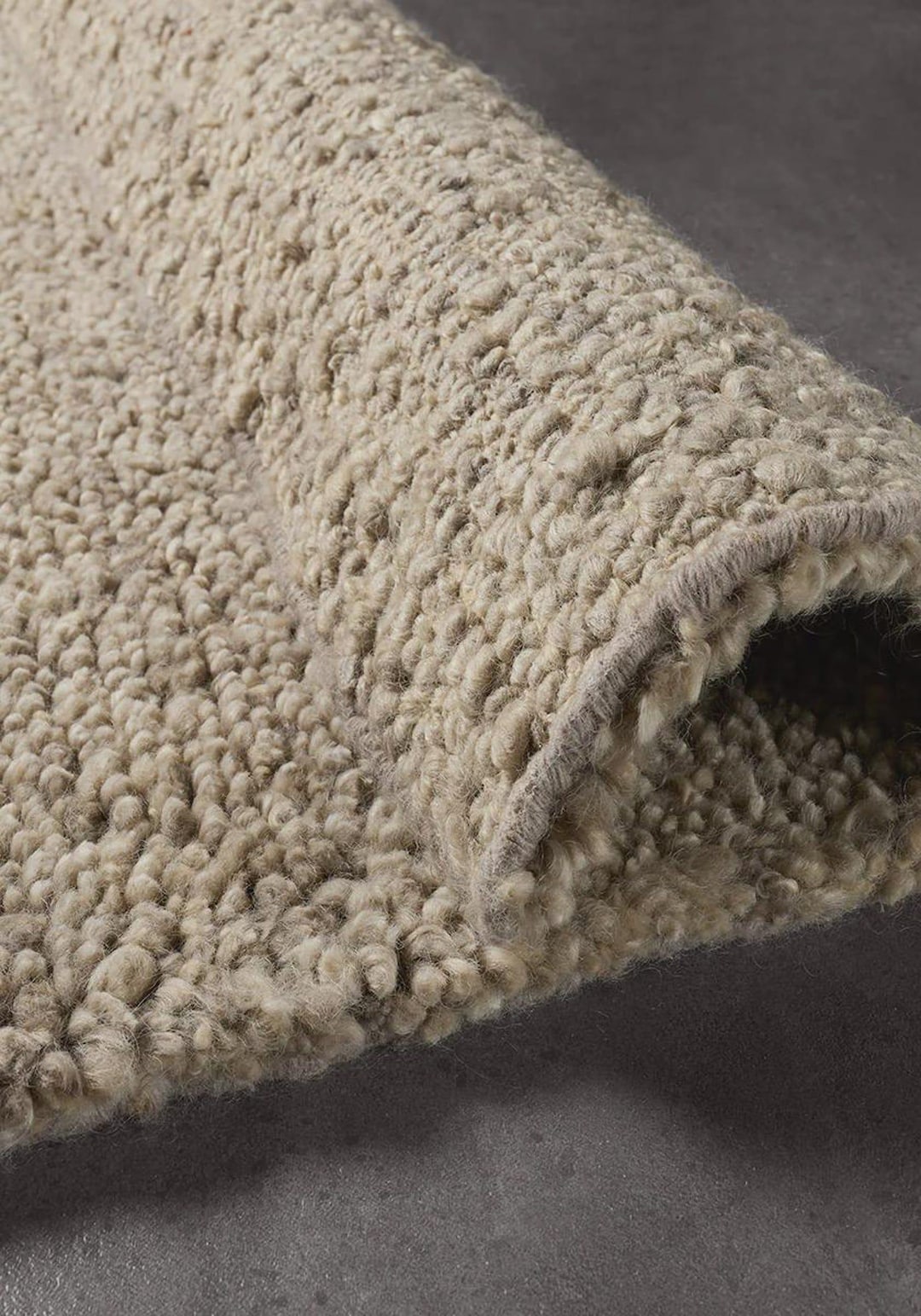 Hand Knotted Boucle Wool Rug: Chunky Textured Loop Pile, Custom Size ...