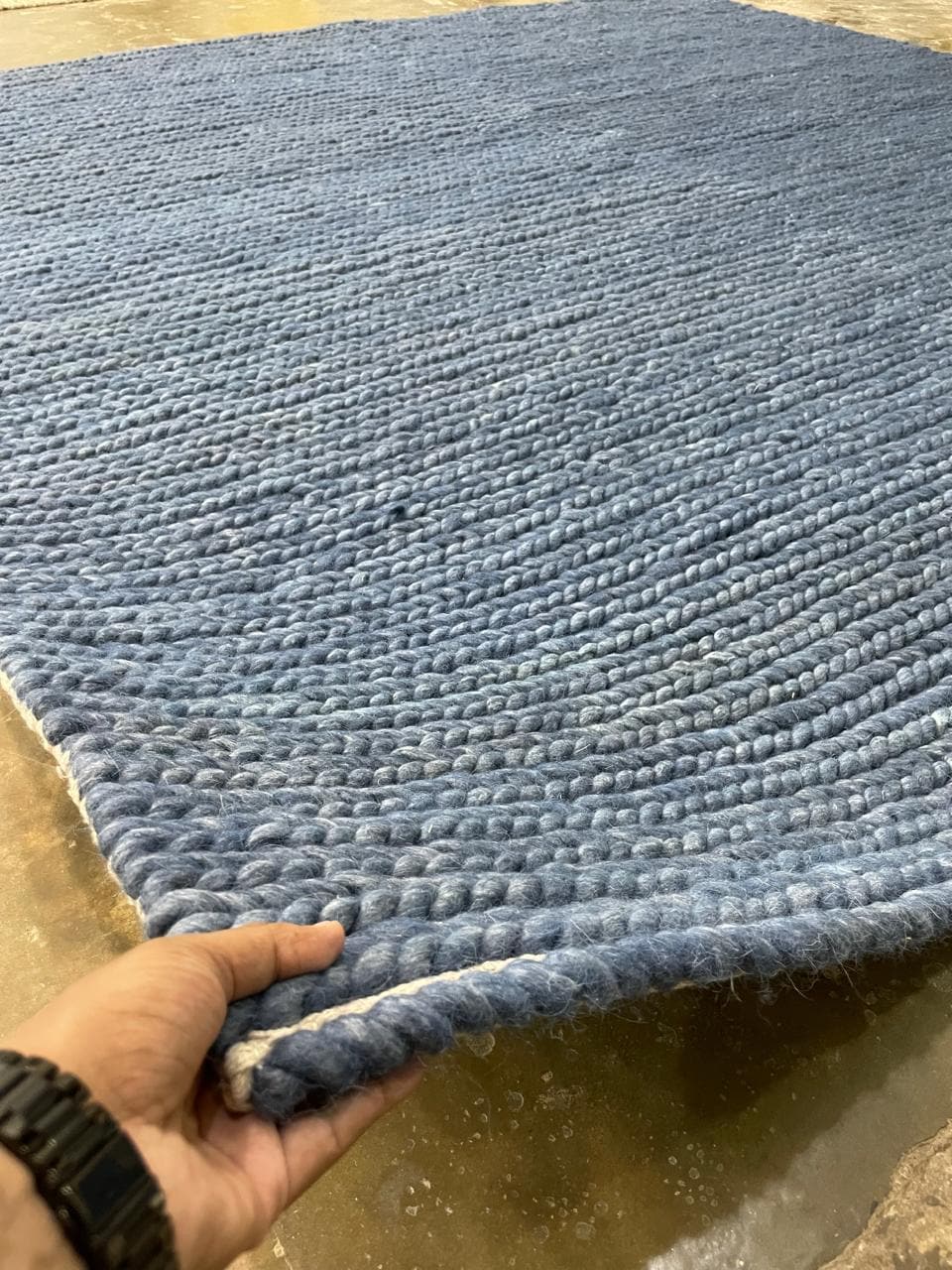 Handwoven Solid Blue Wool Area Rug 8x 10, Minimalist Modern Decor - Etsy