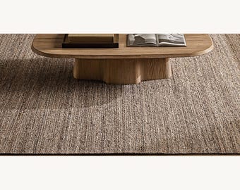 Brown Grey Wool Kilim Rug, Charcoal Taupe Melange Flatweave Area Rug, Modern Japandi & Organic Living Room Carpet, Textured Dark Neutral Rug