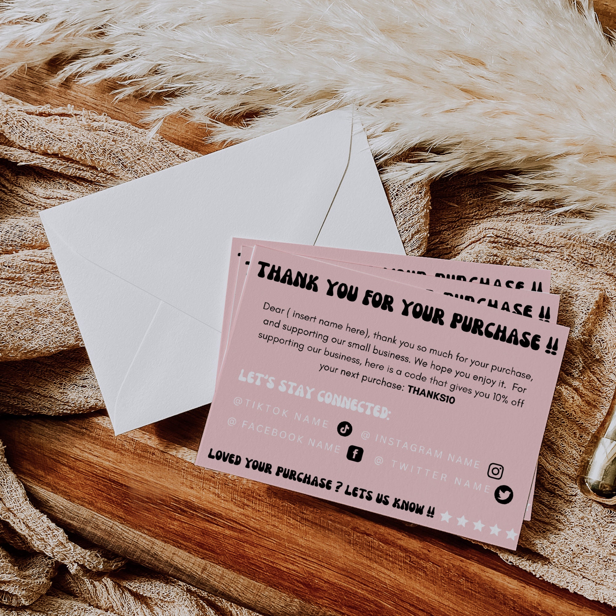 Retro Thank You Card Template, Editable Small Business Thank You