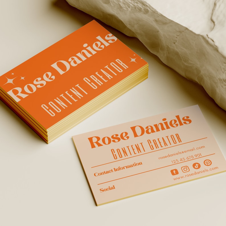 Retro Business Card Template Printable Orange Business Card Etsy