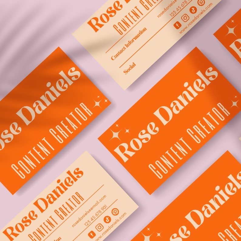 Retro Business Card Template Printable Orange Business Card Etsy
