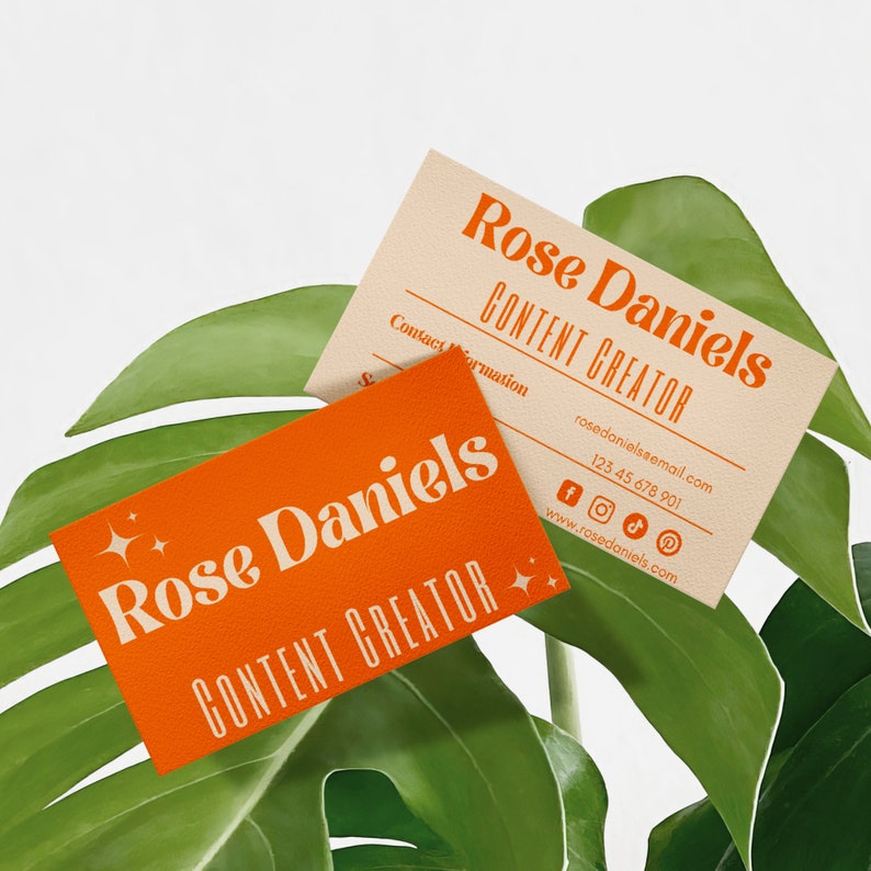 Retro Business Card Template Printable Orange Business Card Etsy