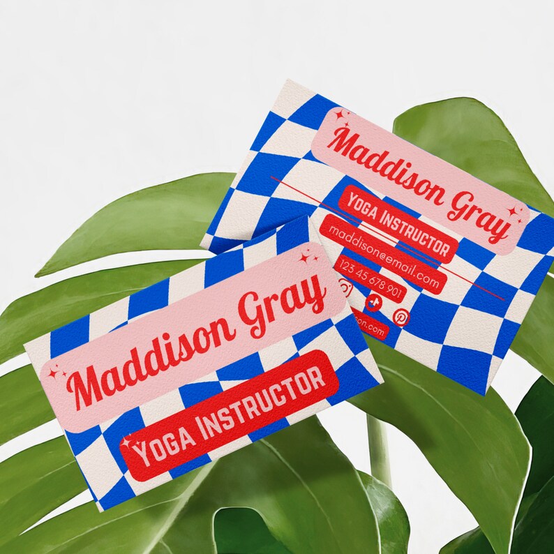 Retro Business Card Template, Groovy Business Card, Editable Canva Template, Business Branding