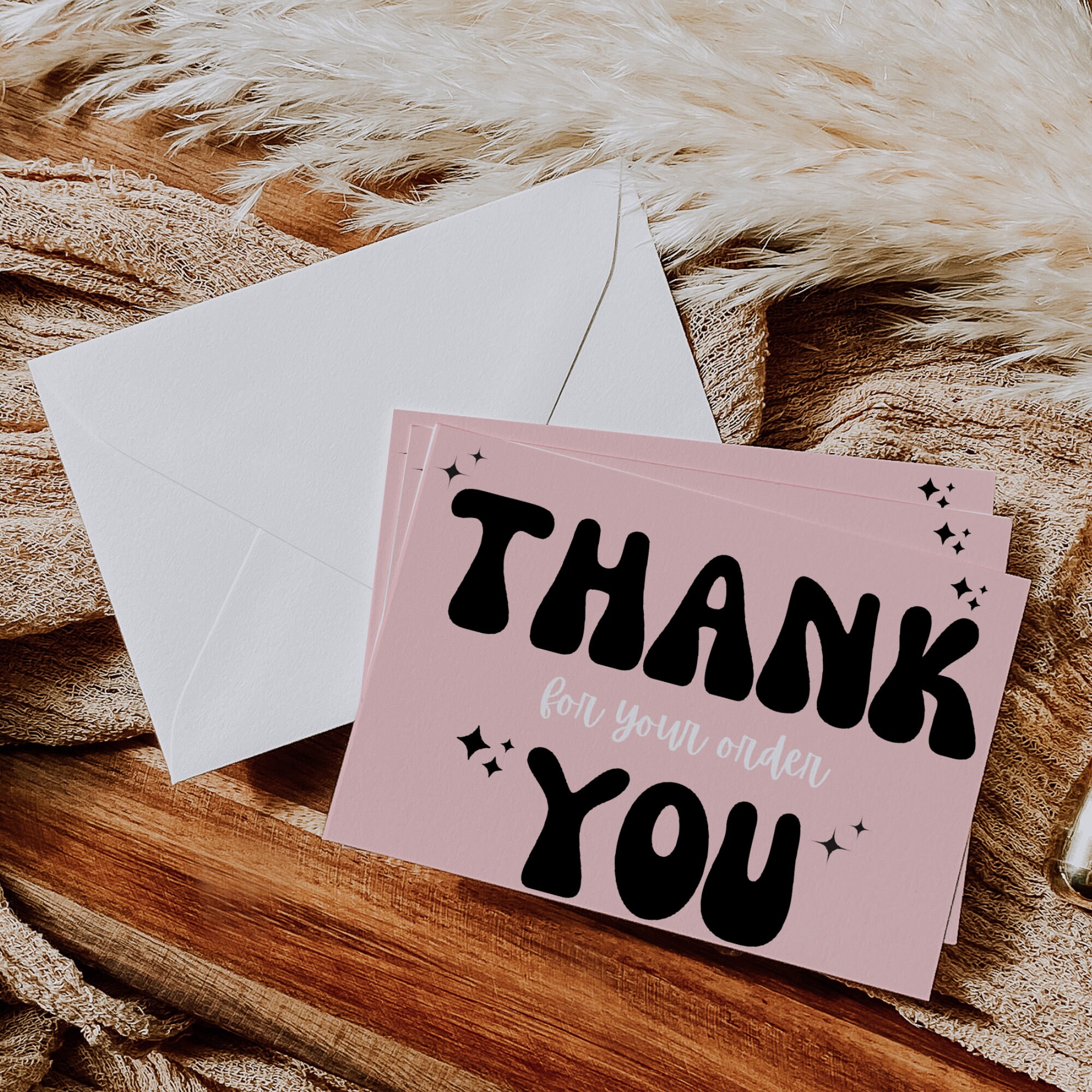 Retro Thank You Card Template, Editable Small Business Thank You