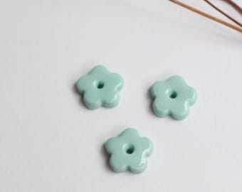 3 artisan porcelain mini flower charms