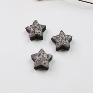 3 tiny handcrafted earthenware black clay stars tiles image 1