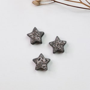 3 tiny handcrafted earthenware black clay stars tiles image 2