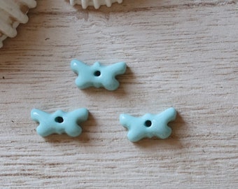 3 tiny artisan porcelain butterfly charms