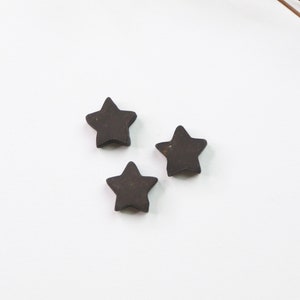 3 tiny handcrafted earthenware black clay stars tiles image 3