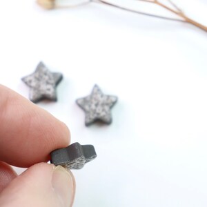 3 tiny handcrafted earthenware black clay stars tiles image 4