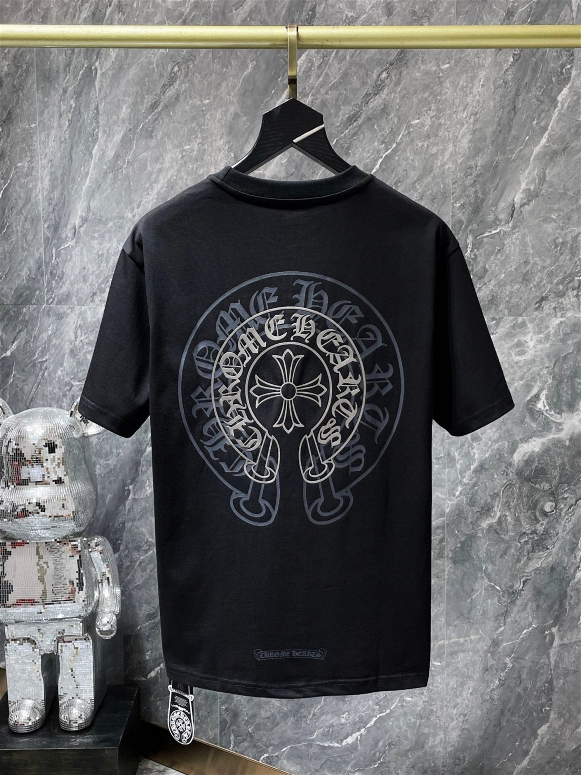 Leather Cross Embroidered T-shirt Chrome Hearts 23ss T-shirt 