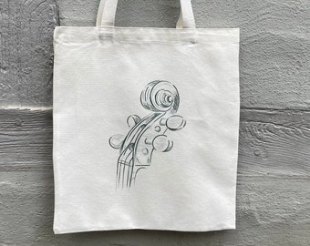 Viola fabric bag, hand-printed fabric bag, viola music bag, violist gift, viola player tote bag, music notes