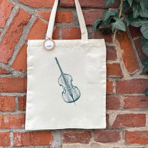 Personalizable bass double bass music bag, fabric bag bass, tote bag bass, gift for bass player