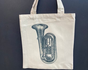 Tuba fabric bag, personalizable gift tuba bag, tuba music bag music lessons, gift for tuba player, tote bag tuba