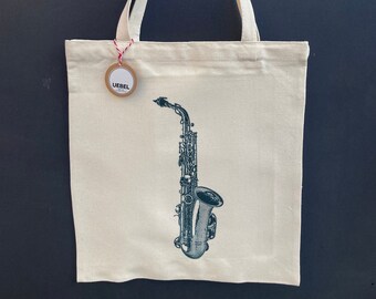 Saxophone bag customizable, Sax fabric bag, Alto saxophone music bag, Gift for sax player, Totebag Saxophone Jazz