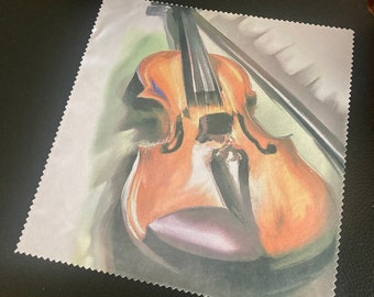 Violin teacher gift idea, violin player gift idea, personalized cleaning cloth for violin paintwork care, old violin paintwork care