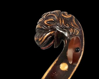 Bavarian lion's head violin around 1850, antique violin, vintage string instrument, musical instrument