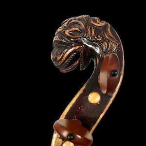 Bavarian lion head violin around 1850, antique violin vintage string instrument, musical instrument