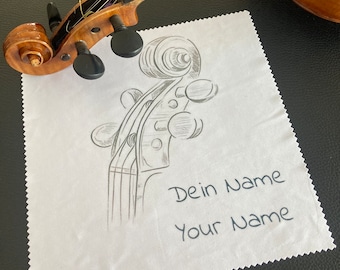 Personalized violin cleaning cloth for lacquer care, violin lacquer, cleaning old violins, violin cloth