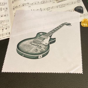 Gitarren PflegeTuch personalisierbar mit Namen, Reinigungstuch  E-Gitarrenpflege, Poliertuch für Gitarre, Geschenk Gitarre