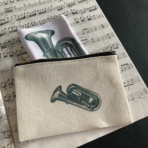 Tuba bag for accessories with cleaning cloth, gift for tuba players and tuba teachers, wallet tuboist, brass music