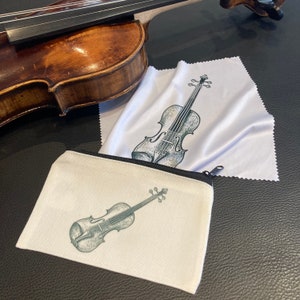 Violin cleaning cloth personalized with accessory bag, varnish care violin, gift for violin players and violin teachers
