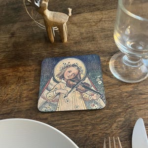 Coaster violin, gift for violin player, Christmas angel violin, table decoration X-Mas
