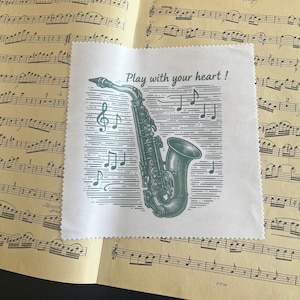 Saxophone Personalizable cleaning cloth for saxophone, gift for saxophone players, Christmas gift saxophonists and teachers