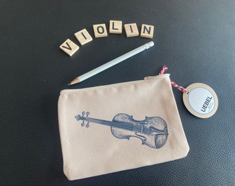 Geigen Zubehör-Tasche personalisierbar, Geschenk für Geiger , Portemonnaie Violine, Geigenetui, Geigenlehrer Stiftetasche mit Namen