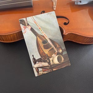 VINTAGE nostalgic postcard music birthday for collectors nostalgics card collectors musicians mandolin