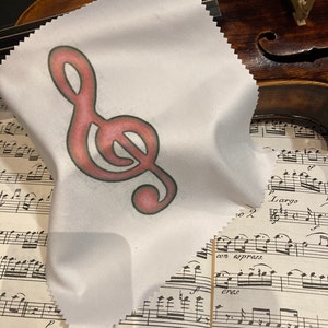 Violin Cello cleaning cloth personalized with treble clef, violin cleaning, string instruments, gift violins children music gift