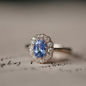 blue sapphire ring, antique ring, victorian ring, old mine diamonds, unique engagement ring, natural diamond, antique