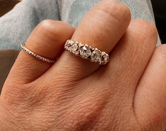 Antique Alliance ring old mine Diamonds 18K