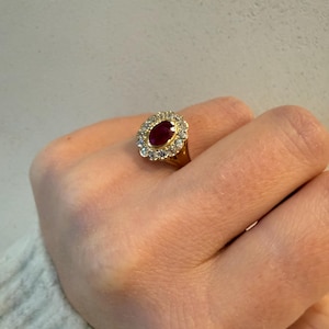Intense robijn ring, vintage, antieke ring, 18k, heldere rode kleur, solitaire, antieke verlovingsring, Burmese Ruby