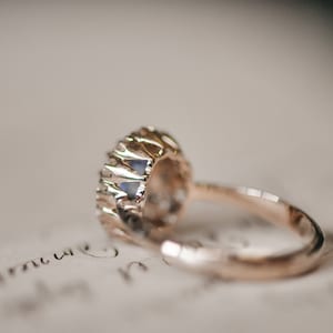 blauwe saffier ring, antieke ring, victoriaanse ring, old mine diamonds, unieke verlovingsring,natuurlijke diamant, antiek afbeelding 4