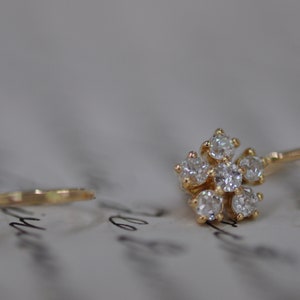 Antique earrings old mine diamonds 18K flower