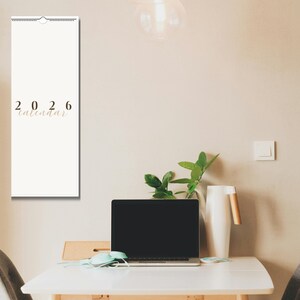 Minimalistisk väggkalender 2026 | Slimmad design, Skriv ut från valfri månad, Personlig