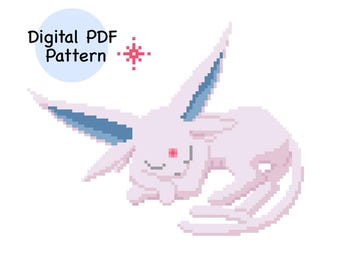 Sleeping Espeon Pokémon Cross Stitch Pattern PDF