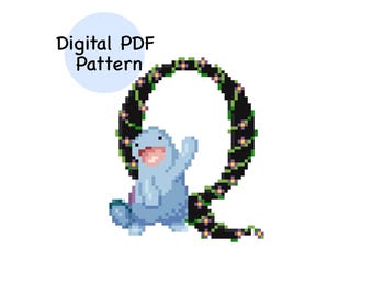 Q for Quagsire Pokémon Alphabet Cross Stitch Pattern PDF