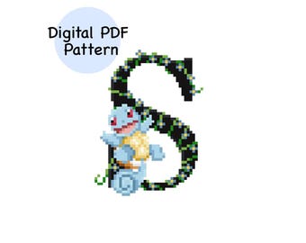 S for Squirtle Pokémon Alphabet Cross Stitch Pattern PDF