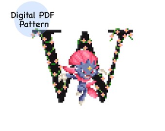 W for Weavile Pokémon Alphabet Cross Stitch Pattern PDF