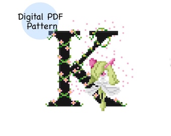 K for Kirlia Pokémon Alphabet Cross Stitch Pattern PDF