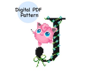 J for Jigglypuff Pokémon Alphabet Cross Stitch Pattern PDF