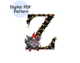 Z for Zorua Pokémon Alphabet Cross Stitch Pattern PDF