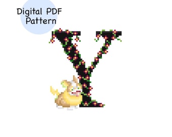 Y for Yamper Pokémon Alphabet Cross Stitch Pattern PDF