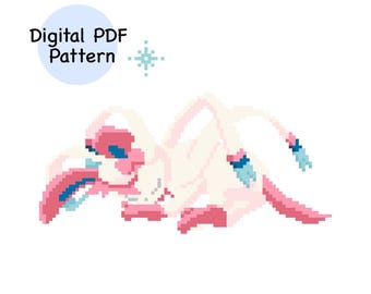 Sleeping Sylveon Pokémon Cross Stitch Pattern PDF