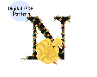 N for Ninetales Pokémon Alphabet Cross Stitch Pattern PDF