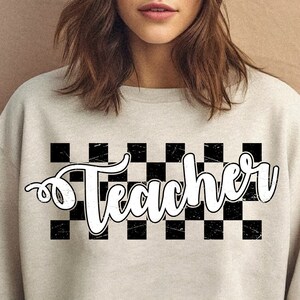Teacher png, Distressed Checkered Teacher png, Teacher Life png, Teacher Shirt, Teacher Gift,  Retro Teacher png