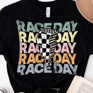 Checked Race day png, Checker Lightening Bolt png Mom Race life Retro Pastel Distressed Letters Flag Racing Sublimation design